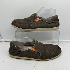 Olukai Shoes Womens 9 Waialua Mesh Brown Drop Heel Slip On Loafers